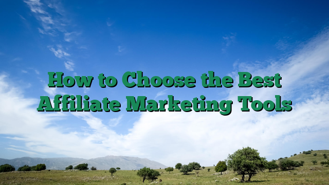 How to Choose the Best Affiliate Marketing Tools