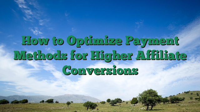 How to Optimize Payment Methods for Higher Affiliate Conversions