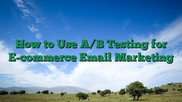 How to Use A/B Testing for E-commerce Email Marketing